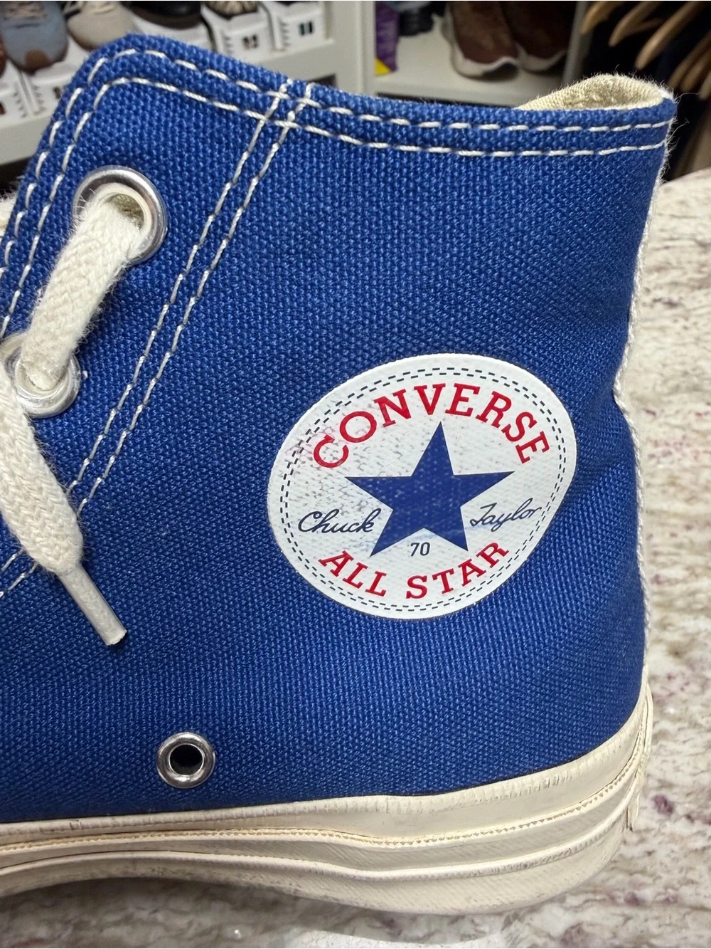 Comme des Garçons PLAY x Converse High-Top Sneakers in Blue - Picture 9 of 11